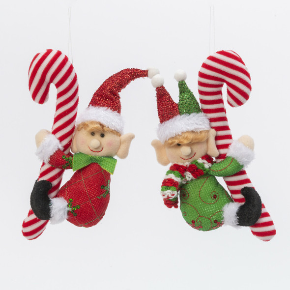 11.8" Elf Holding Candy Cane Christmas Ornament 2618180