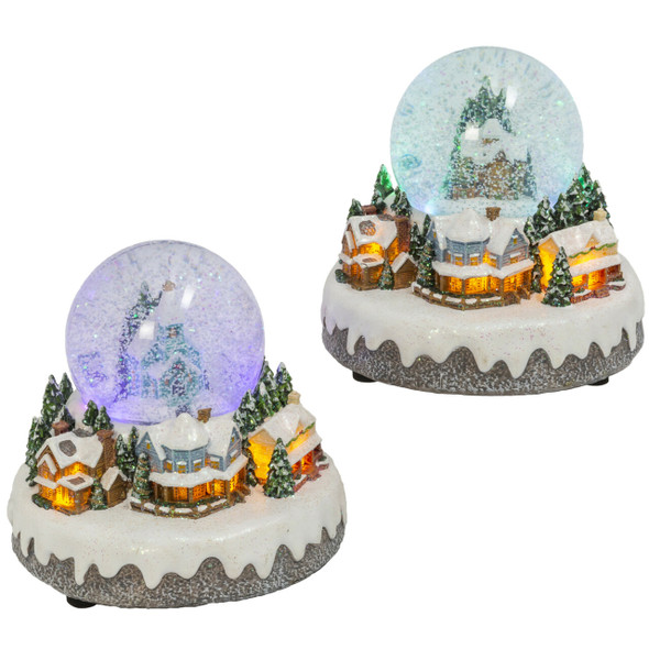 6.7" Battery Operated Musical Town Scene Spinning Water Globe Christmas Decoration 2599670