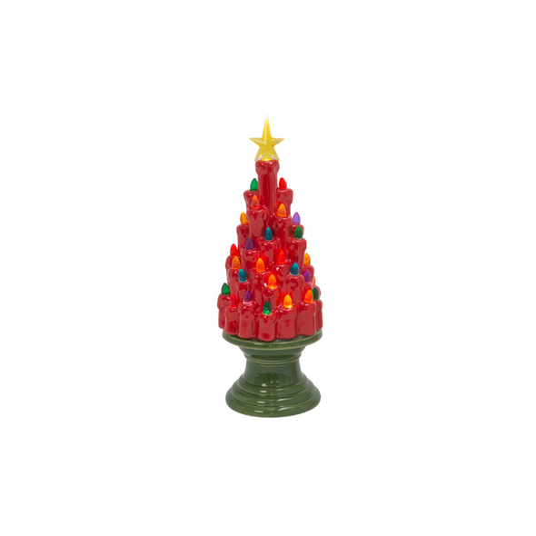 12.9" Battery Operated Red and Green Or White Ceramic Christmas Tree Figure 2598020 -2