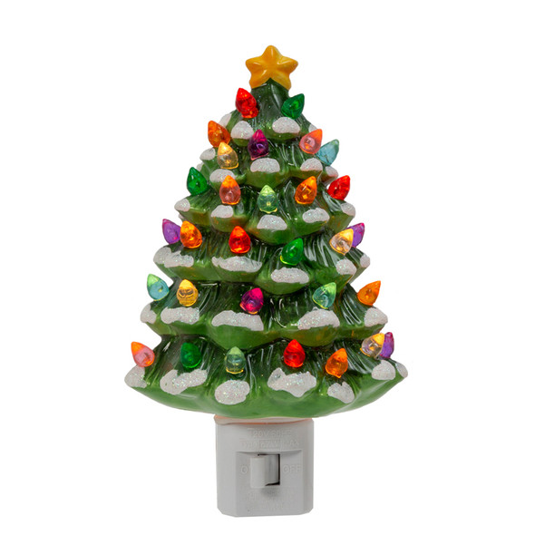veilleuse de Noël enfichable pour arbre de Noël en céramique de 6,1 pouces 2594380 -2
