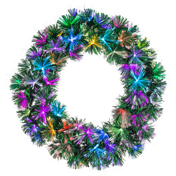 24" Color Changing Fiber Optic Tinsel Christmas Wreath 447597M