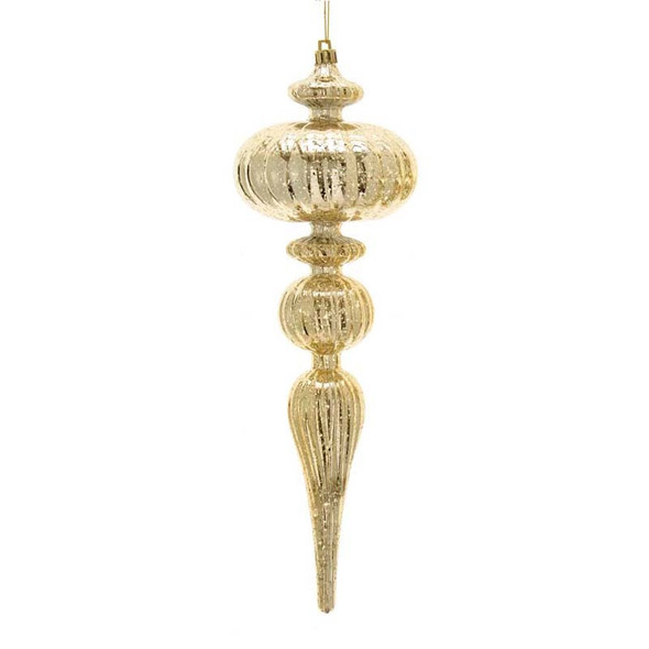 12" Gold Distressed Finish Finial Christmas Ornament D3811 -2