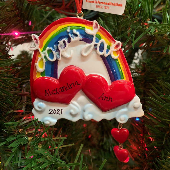 3.75" Love Is Love Rainbow Personalized Christmas Ornament W8454 -2