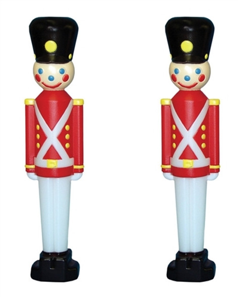 Set of 2 Toy Soldier with Black Hat Plastic Blow Mold Decorations