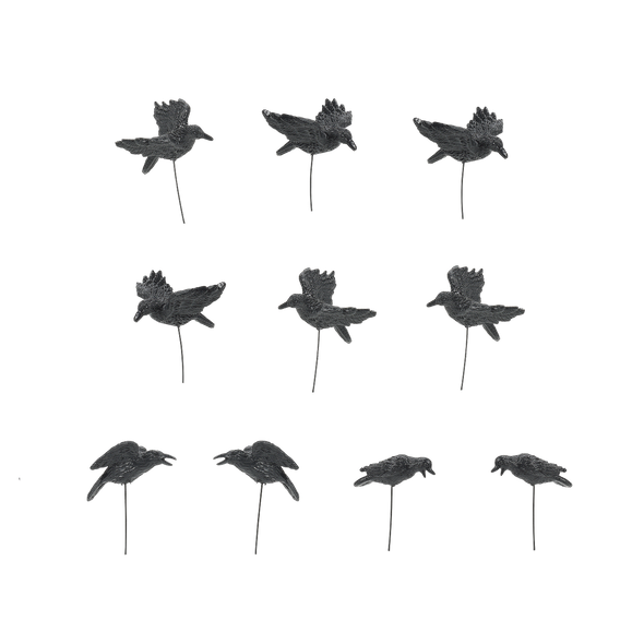 Department 56 Set of 10 Halloween Village Crows Accessory 6010451