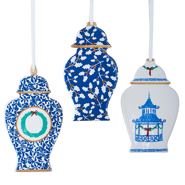 Raz 6" Set di 3 ornamenti natalizi ritagliati in barattolo di zenzero 4210273 -2