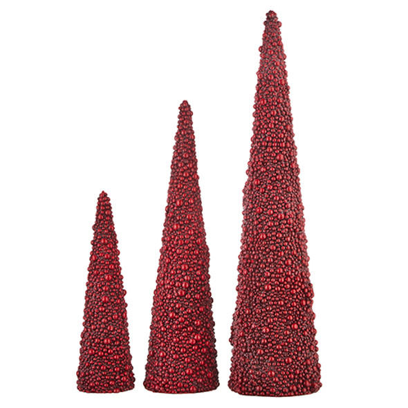 Juego de 3 árboles de Navidad Raz con cono de frutos rojos 4211312 -2