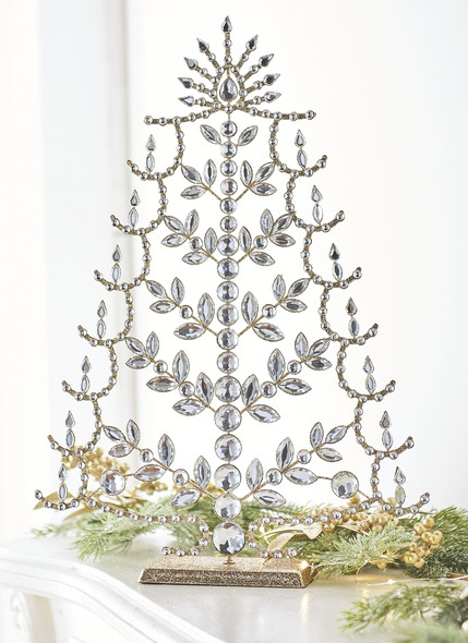 Raz 17" Crystal Jeweled Tree with Gold Glitter Christmas Decoration 4213512