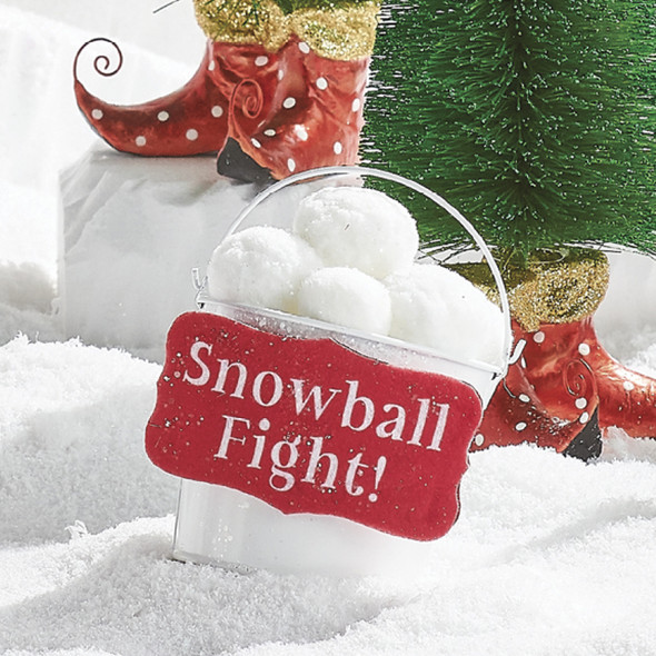 Raz 6.5" Snowball Fight Bucket Christmas Ornament 4216350