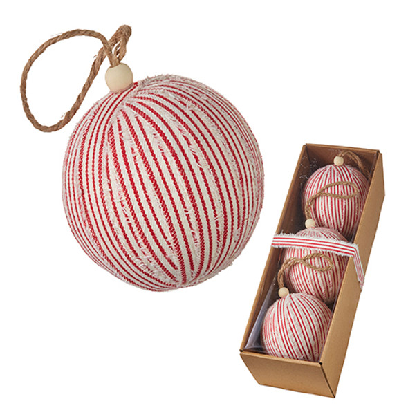 Raz Box of 4" Ticking Stripe Christmas Ornaments 4220852 -2