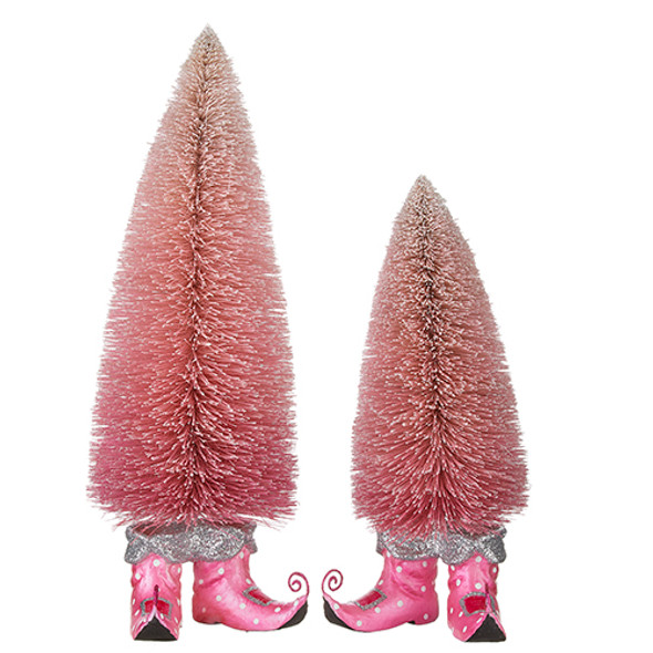 Raz Pink Bottle Brush Tree with Elf Shoes Christmas Decoration 4227115 -2