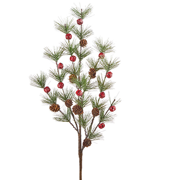 Raz 31,5" Spray per albero di Natale con pino ghiacciato e campana F4206758 -2