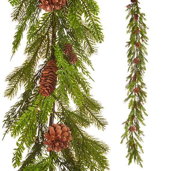 Raz 6' Evergreen and Pine Christmas Garland G4212945 -2