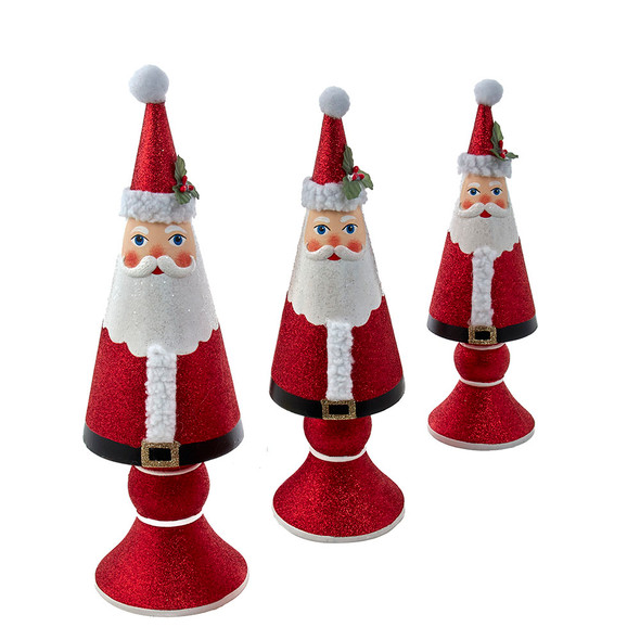 Set of 3 Jolly Jingles Wooden Santa Tree Table Piece Christmas Decoration JOL0001