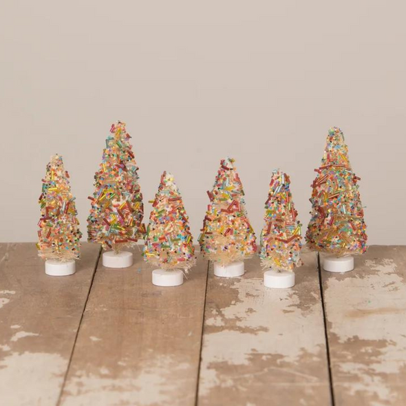 Bethany Lowe sæt med 6 sprinkles flaskebørstetræer LC1583