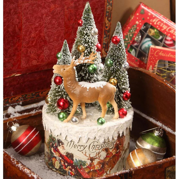 Bethany Lowe Traditional Deer Vignette on Box Christmas Decoration TL7823