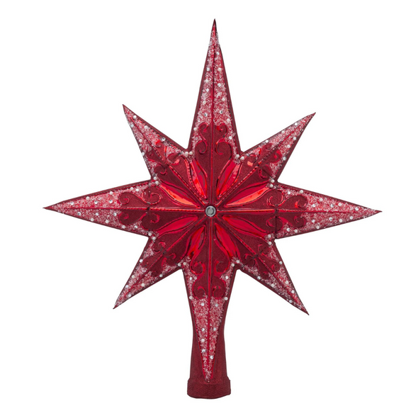 Christopher Radko rubínová hviezdicová sklenená korunka na vianočný stromček 1018609