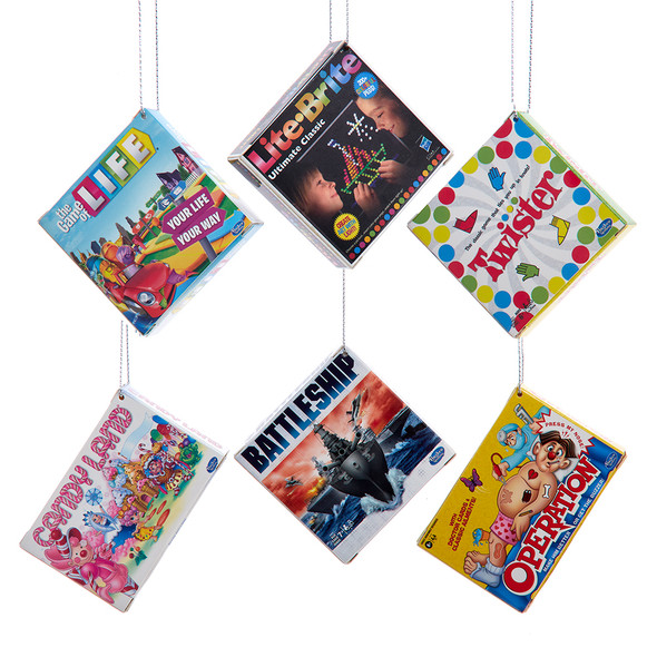 Kurt Adler 3,5" Sæt med 6 Hasbro Retro Brætspil Ornament BOR1231SET