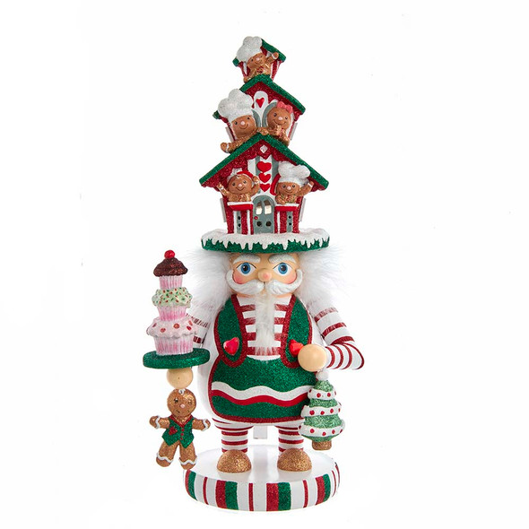 Kurt Adler 15" Hollywood Nutcrackers Lighted Gingerbread House Hat Nutcracker HA0571