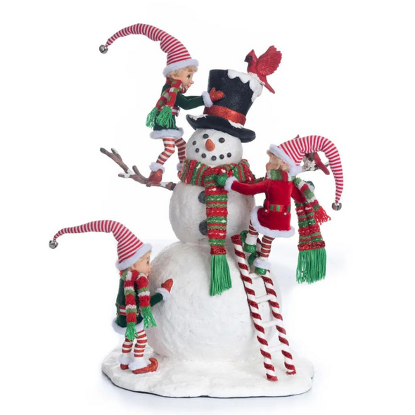 Figura navideña de elfos y muñeco de nieve del Palacio de menta de 18 "de Katherine's Collection 28-328818