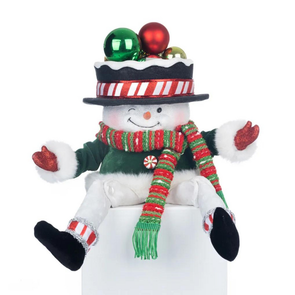 Katherine's Collection Contenedor de dulces navideños con muñeco de nieve y palacio de menta de 13,25 ", pierna larguirucha 28-328529