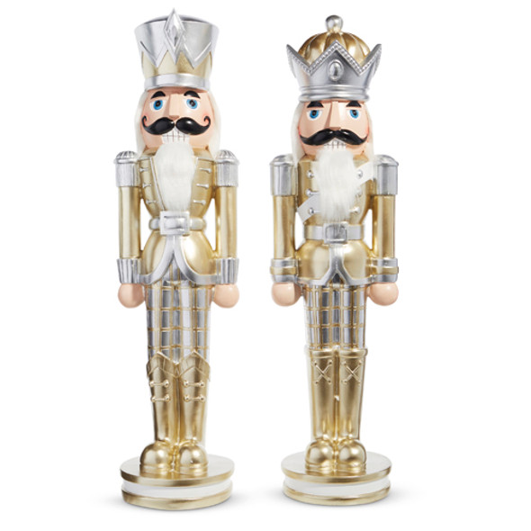 Raz 28.5" Gold Plaid Christmas Nutcracker 4301633-2