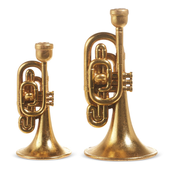 Conjunto de castiçais cônicos Raz Gold Horn com 2 4310185 -2