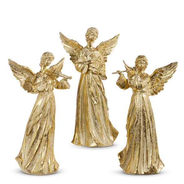 Raz 14" Gold Angel with Instrument Set of 3 Christmas Figures 4311307 -2