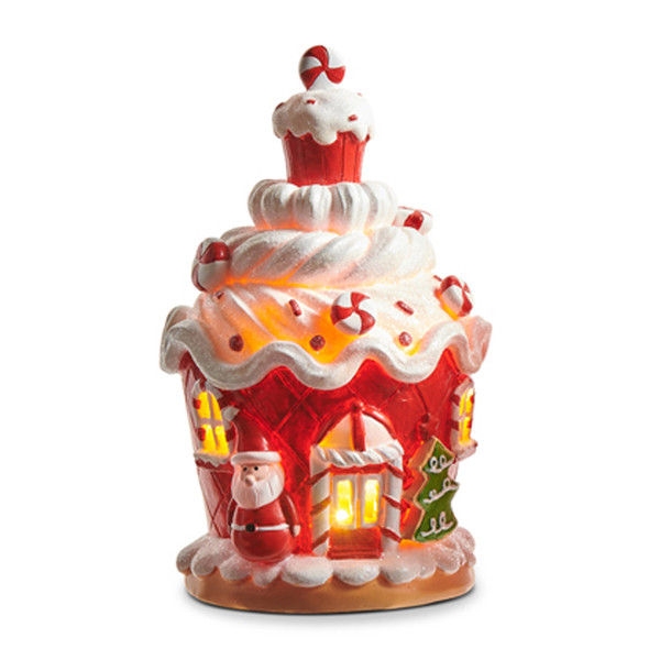 Raz 8" oplyst honningkager cupcake house oplyst juledekoration 4311644 -2