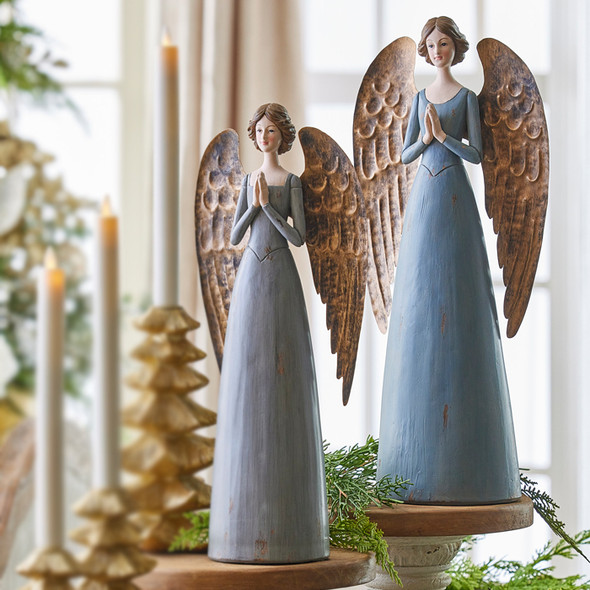 Raz 15,75" of 17,75" Blue Santos Angel kerstfiguur 