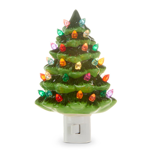 Veilleuse sapin de Noël en céramique verte vintage Raz 6" 4319167