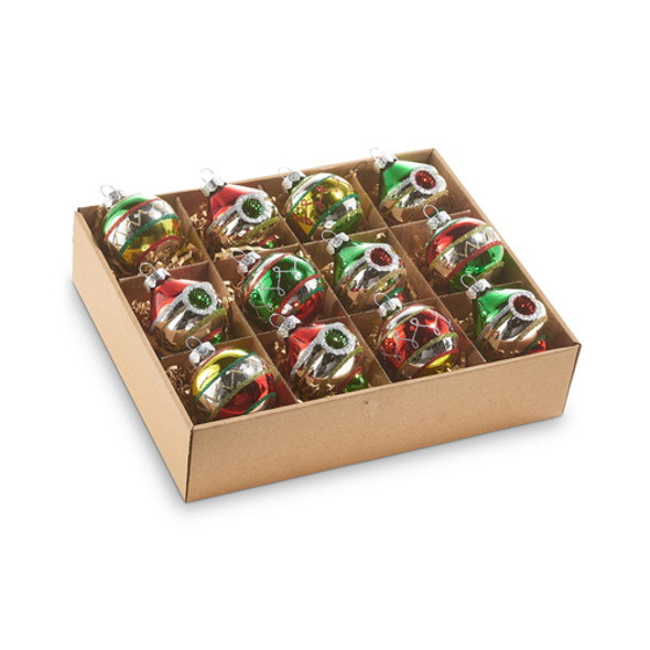 Raz Box mit 12 3,25" Vintage-Weihnachtsschmuck-Set aus Glas 4320850 -2