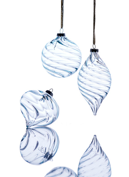 Raz 3" Clear Blue Blown Glass Christmas Ornament 4322921