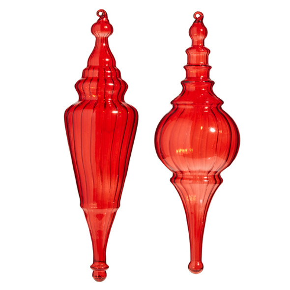 Raz 15.5" Red Finial Glass Christmas Ornament 4324500 -2
