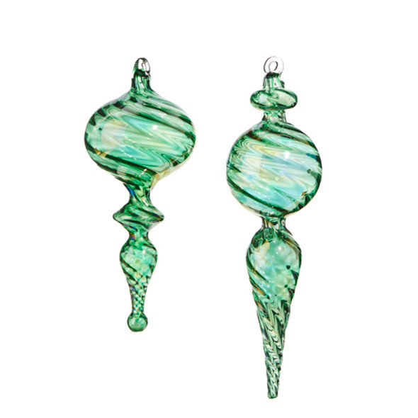 Raz 9" Green Blown Finial Glass Christmas Ornament 4324515 -2