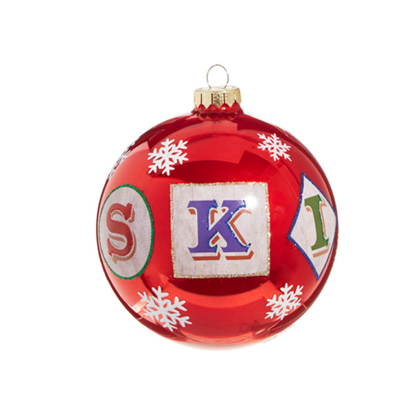 Raz 5" SKI Glass Ball Christmas Ornament 4324516 -2