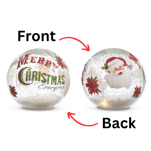 Raz 6" Vintage Inspired Merry Christmas Lighted Crackle Ball Glass Christmas Decoration 4324624