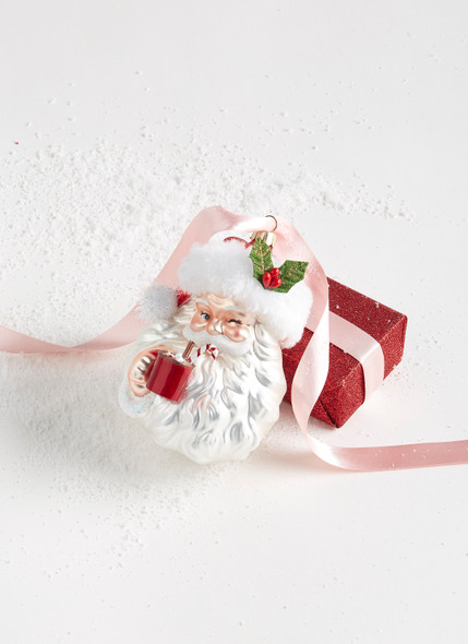 Raz 5.25" Santa Drinking Cocoa Glass Christmas Ornament 4352851