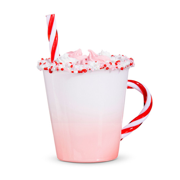 Raz 4.5" Pink Hot Chocolate Glass Christmas Ornament 4352860 -2