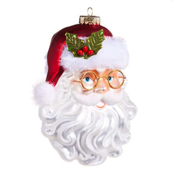 Raz 6.5" Santa with Glasses Glass Christmas Ornament 4352897 -2