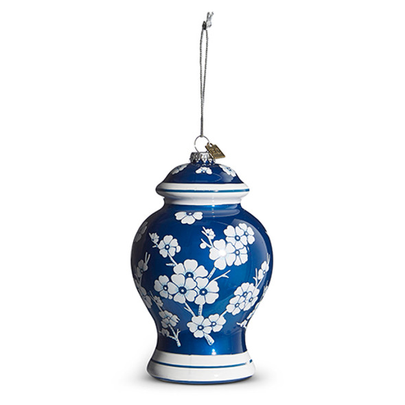 Raz Eric Cortina 6.5" Blue Delft Ginger Jar Glass Christmas Ornament 4353182