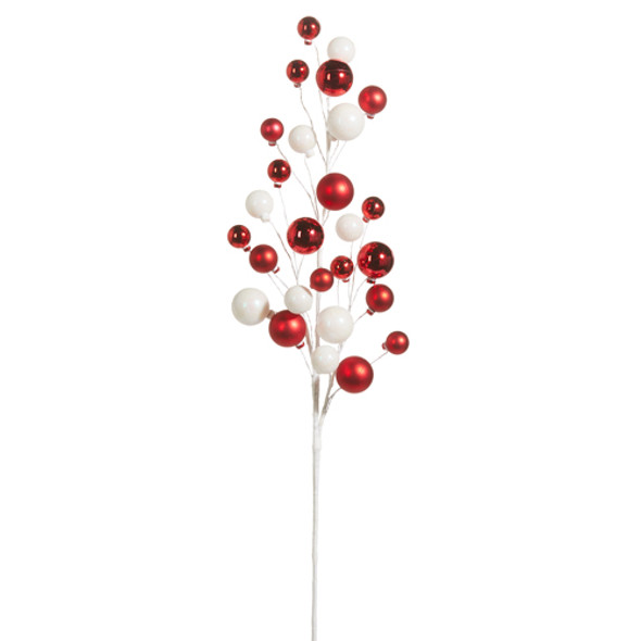 Raz 31" Red and White Ball Christmas Spray F4302305