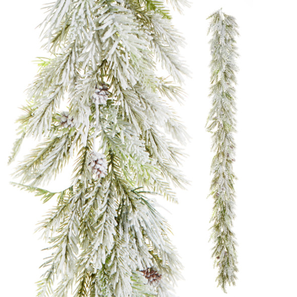 Raz 6' Flocked Pine with Pinecone Christmas Garland G4310311