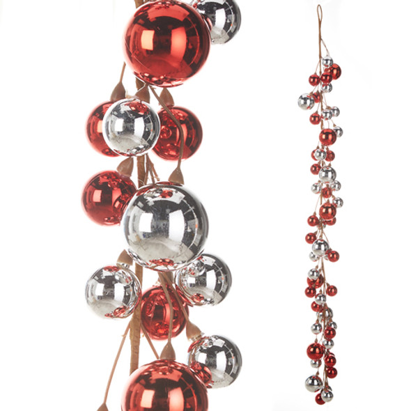 Raz 4' Red and Silver Ball Garland G4316249