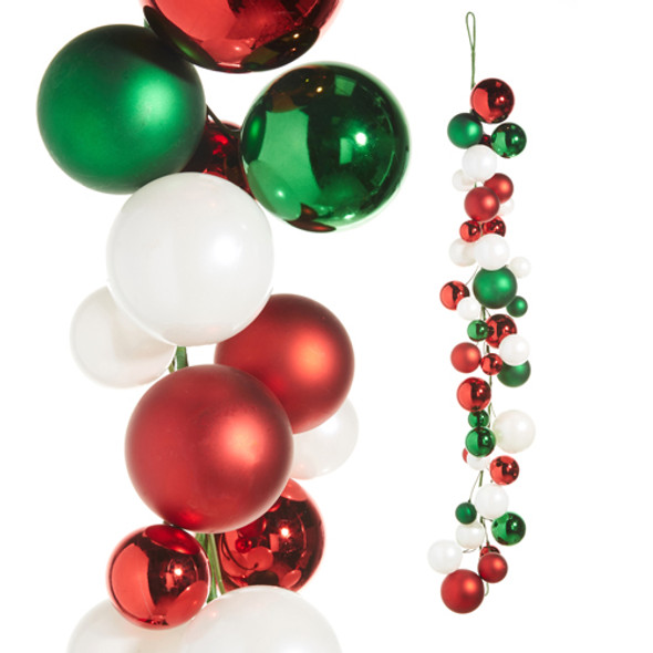 Raz 4' Red, Green, and White Ball Garland G4332703