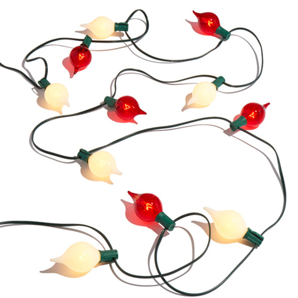 Raz 14' Connectable Shiny Kismet String Lights with Red and White Lights on a Green Wire L4237025