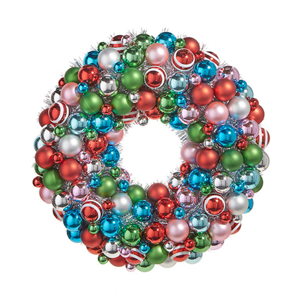 Raz 19.5" Vintage Ornament and Tinsel Christmas Wreath W4332715 -2