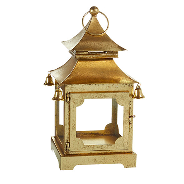 Raz 16" guld metal pagode julelanterne x4317012 -2