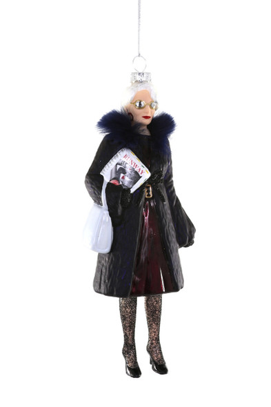 Cody Foster 8" Miranda Priestly le diable porte une décoration de Noël en verre Prada Go-9448 -2