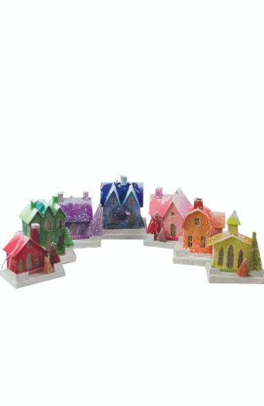 Cody Foster Set of 7 Spectrum Vintage Putz Christmas House Ornament PO-1077-S